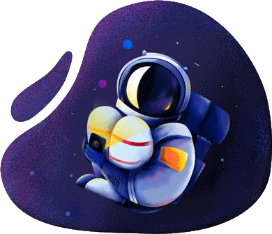 Astronautas su mobiliaku rankoje